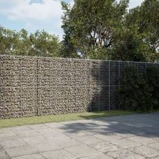 Silver Gabion Baskets vidaXL Gabion Basket With Cover 400x100x200 cm Galvanised Iron