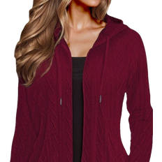 Shein LUNE Women's Zipper Hooded Solid Long Sleeve Regular Fit Drawstring Jacket