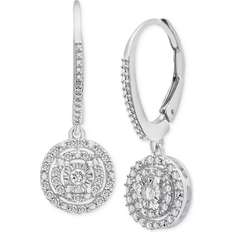 Macy's Circle Leverback Drop Earrings - Silver/Diamonds