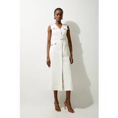 Midi Dresses - Oversize Karen Millen Tailored Safari Belted Midi Dress Ivory