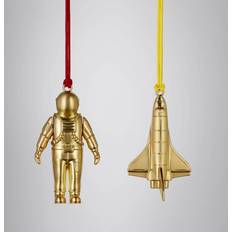 Blue Christmas Tree Ornaments Waterford Spaceman & Rocketship Golden Set of 2 - Blue Christmas Tree Ornament