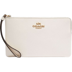 Coach Large Corner Zip Wristlet - Crossgrain Leather/Gold/Chalk