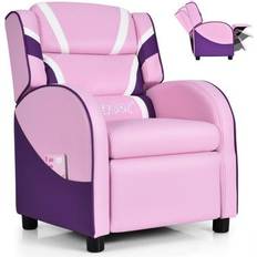 Costway Kids Leather Recliner Chair Pink Armchair