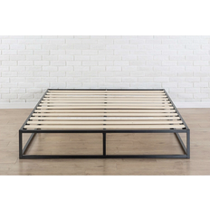 Bed Bath & Beyond Queen Size Modern 10-inch Low Profile Metal Platform Frame with Wood Slats Black (80 x 60 x 10 in)