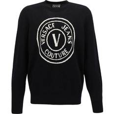 Versace Jeans Couture Couture-Logo Intarsia Sweater Maglioni Bianco/Nero-Uomo White/Black