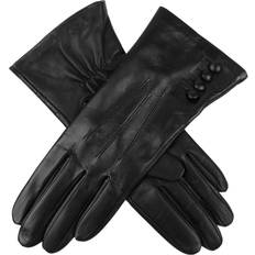 Brown Gloves Dents Women's Touchscreen Three-Point Silk-Lined Leather Gloves with Buttons