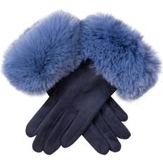 Green Gloves Women's Touchscreen Velour-Lined Faux Suede Gloves with Faux Fur Cuffs ONE