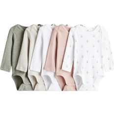 H&M Long-Sleeved Bodysuits 5-pack - Light Pink/Patterned (0880118057)