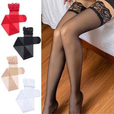 Battery Heated Underwear Hosiery High Knee Cuff Tights Top High Socks Transparent Silk Stocking