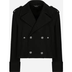 Dolce & Gabbana Man Jassen Dolce & Gabbana Short Wool Military-style Coat Black