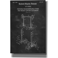 Interior Details Williston Forge Weight Lifting Equipment Blueprint Patent Chalkboard Wrapped Canvas Print 60.0 H x 40.0 W x 1.5 D in Black/Gray/White Framed Art