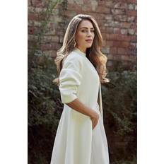 Men - White Coats Karen Millen Lydia Premium Italian Manteco Wool Rounded Sleeve Skirted Tailored Midaxi Coat Ivory