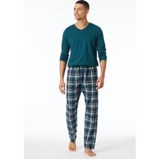 Herren - Mehrfarbig Nachtwäsche Schiesser Pyjama Hose blau