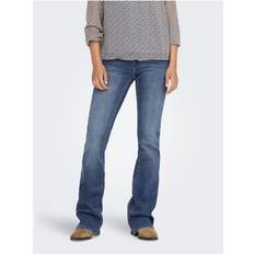 Dame - Pink Jeans Only Onlblush Mellemhøj Talje Flared Fit Jeans - Blue Denim