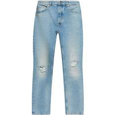 Palm Angels Jeans Palm Angels Distressed Denim Jeans Med Logo Print - Blå