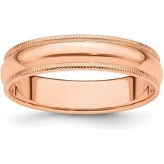 Rose Gold Rings Special Sparkle 14K 5mm Rose Gold Milgrain Half-Round Band