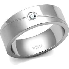 Men - Transparent Rings TK2937-12 Men High Polished Stainless Steel Ring with AAA Grade CZ in Clear