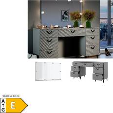 Schminktische Vicco Anett Grau 150 cm Mit LED Beleuchtung Schminktisch