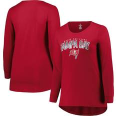 Fanatics Tampa Bay Buccaneers Women's Red Plus Size Measure Distance Scoop Neck Long Sleeve T-Shirt