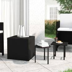 vidaXL Garden Side Tables 3 pcs Black Poly Rattan Patio Dining Set