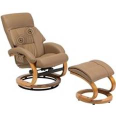 Beliani Faux Leather Recliner Chair with Footstool Armchair