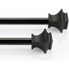 Deco Window 2 Pack Single Curtain Rod with Square Finials & Brackets Set - 28" to 48"