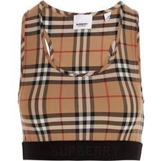 Burberry Dame Toppe Burberry Tartan Pattern Sporty Top - Archive Beige
