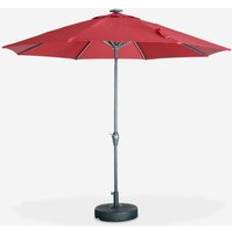 2.7m Round Centre Pole Parasol With Integrated LED Lights - Red