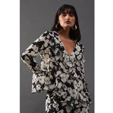 Chiffon Tops Warehouse Floral Chiffon Ruffle Front Blouse Mono