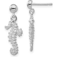 Sterling Silver Polished 3D Seahorse Dangle Earrings