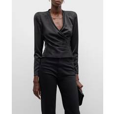 Polyester Blouses Emporio Armani Faux Wrap Top Black (36 IT/0 US)