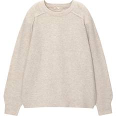 Pull&Bear Dame Sweatere Pull&Bear Oversized sandfarvet striktrøje-Neutral