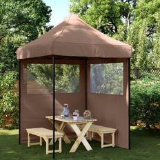 Pavillon faltbar vidaXL Partyzelt Faltbar Pop-Up Mit 2 Seitenteilen Braun