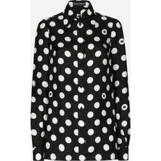 Dolce & Gabbana Vrouw Overhemden Dolce & Gabbana Silk Twill Shirt With Polka-dot Print Nero