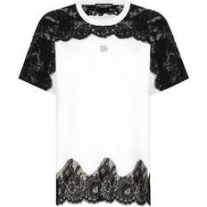Silver T-shirts Dolce & Gabbana T-shirt with DG logo and lace white