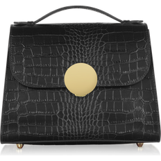 Le Parmentier Bombo Croco Embossed Leather Top-Handle Satchel Bag w/Strap
