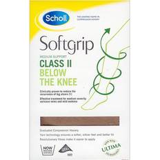 Scholl Softgrip Medium Support Class II Compression Stockings for Women Below The Knee, Open Toe Class 2 Natural, Large. Treatment for Varicose Veins