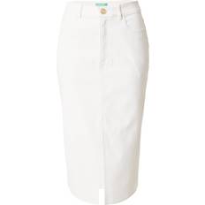 Algodón Faldas United Colors of Benetton Flowy Skirt With Slit, Creamy White, Women