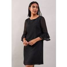 Clothing Wallis Petite Black Flute Sleeve Shift Dress