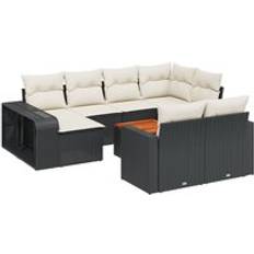 11 Piece Garden Sofa with Cushions Black Poly Rattan Outdoor Lounge Set