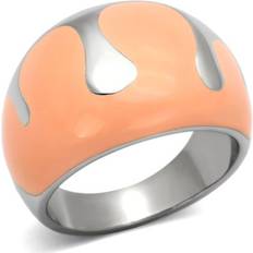 Orange Rings TK802-5 High Polished No Plating Stainless Steel Ring with Epoxy, Orange