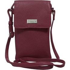 'MARIA' Full Grain Real Leather Crossbody Phone Bag Dark Pink One Size