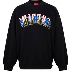 Supreme Unisex Jumpers Supreme stacked-logo crew-neck sweatshirt unisex Cotton Black