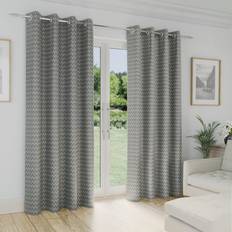 Curtains & Accessories Enhanced Living Aspen Polyester Room Darkening Grommet / Eyelet Curtain Pair - Grey (229 cm Width x 229 cm Drop)