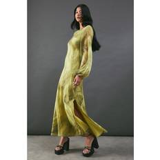 Warehouse chartreuse midi dress womens occasion dresses