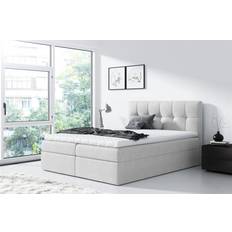 140 cm - Integrierte Aufbewahrung Boxspringbetten Schlafzimmerbett Carmen 140x220 cm Hellgrau Boxspringbett