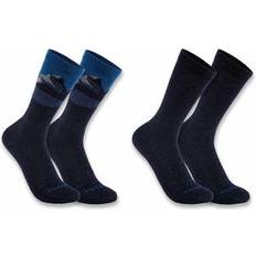 Carhartt Socks Carhartt Men's Midweight Synthetic-Wool Blend Mountain Crew Sock 2-Pack Navy