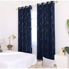 Gold Curtains Deconovo Eyelet Blackout Curtains 46 x 90 in - Navy Blue