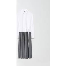 Fabiana Filippi Poplin And Cool Wool Shirt Dress, Optical White And Lead Grey Woman Dresses Grey