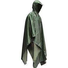 Rain Clothes HOW'ON Military Multifunction Realtree Camouflage Waterproof Rain Poncho Adults(Gift Emergency Blanket) Army Green One